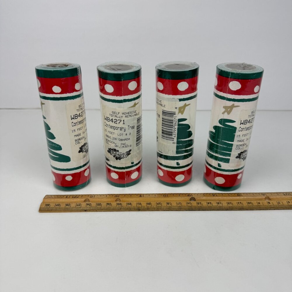 4 Vtg Rolls Borden Inc Contemporary‎ Tree Christmas Self Adhesive Removable READ